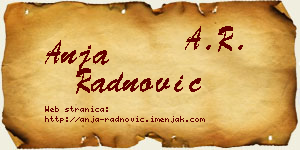 Anja Radnović vizit kartica